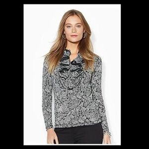 Ralph Lauren Black and White Patterned Top